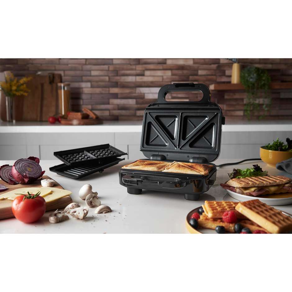 Russell Hobbs 26810-56 Tostiera per Panini e Cialde 750W, Piastre Rimovibili Antiaderenti, Nero e Acciaio Inox