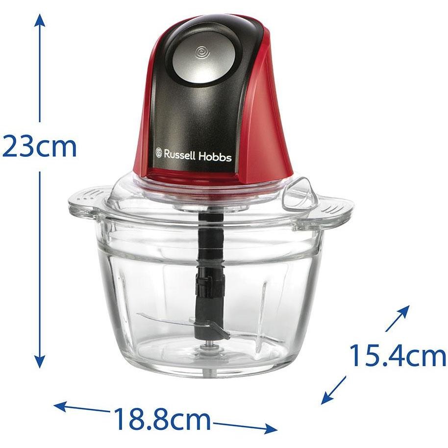 Russell Hobbs 27130-56 Tritatutto Elettrico 200W – Ciotola in Vetro 0,5 L – Rosso e Nero