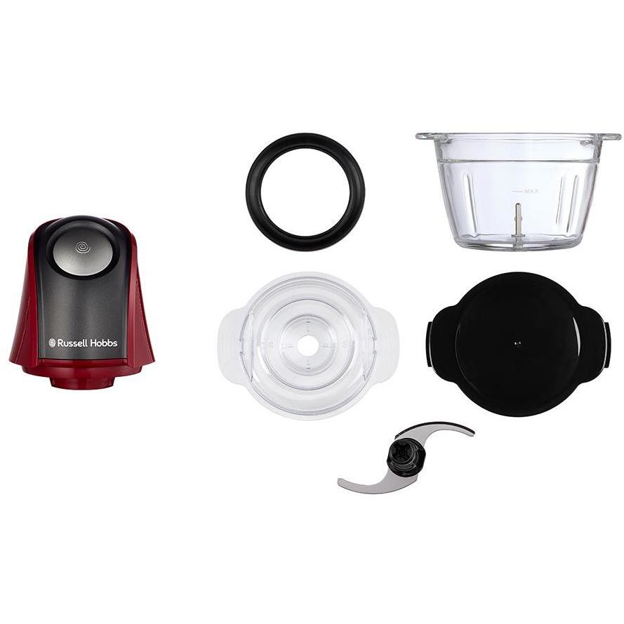 Russell Hobbs Slice & Go 27130-56 Tritaverdure Elettrico 200W 3 Coni Inox Direct-Serve Rosso e Nero