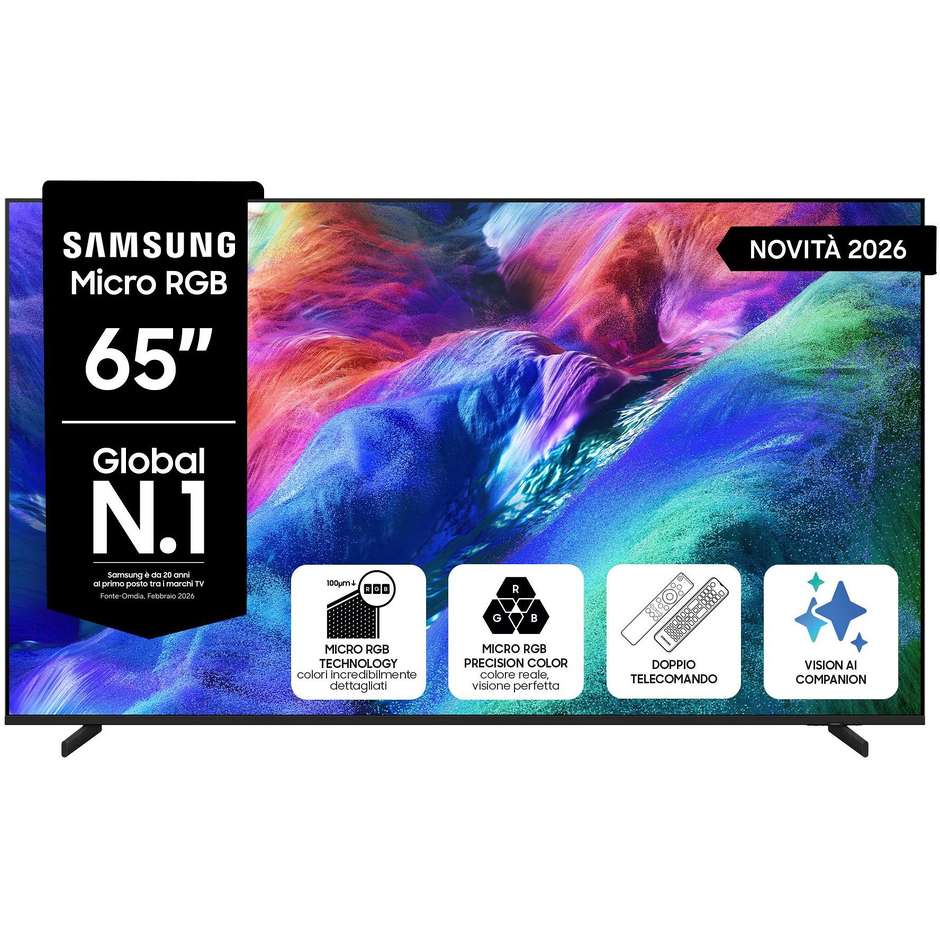Samsung 65" Micro RGB R85H 4K Vision AI Smart TV 100Hz Nero