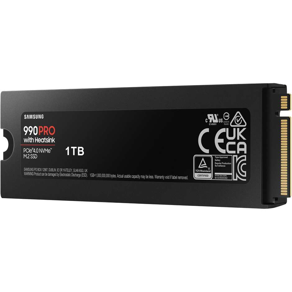 Samsung 990 PRO con Dissipatore 1TB SSD Interno NVMe M.2 PCIe 4.0 Fino a 7450 MB/s
