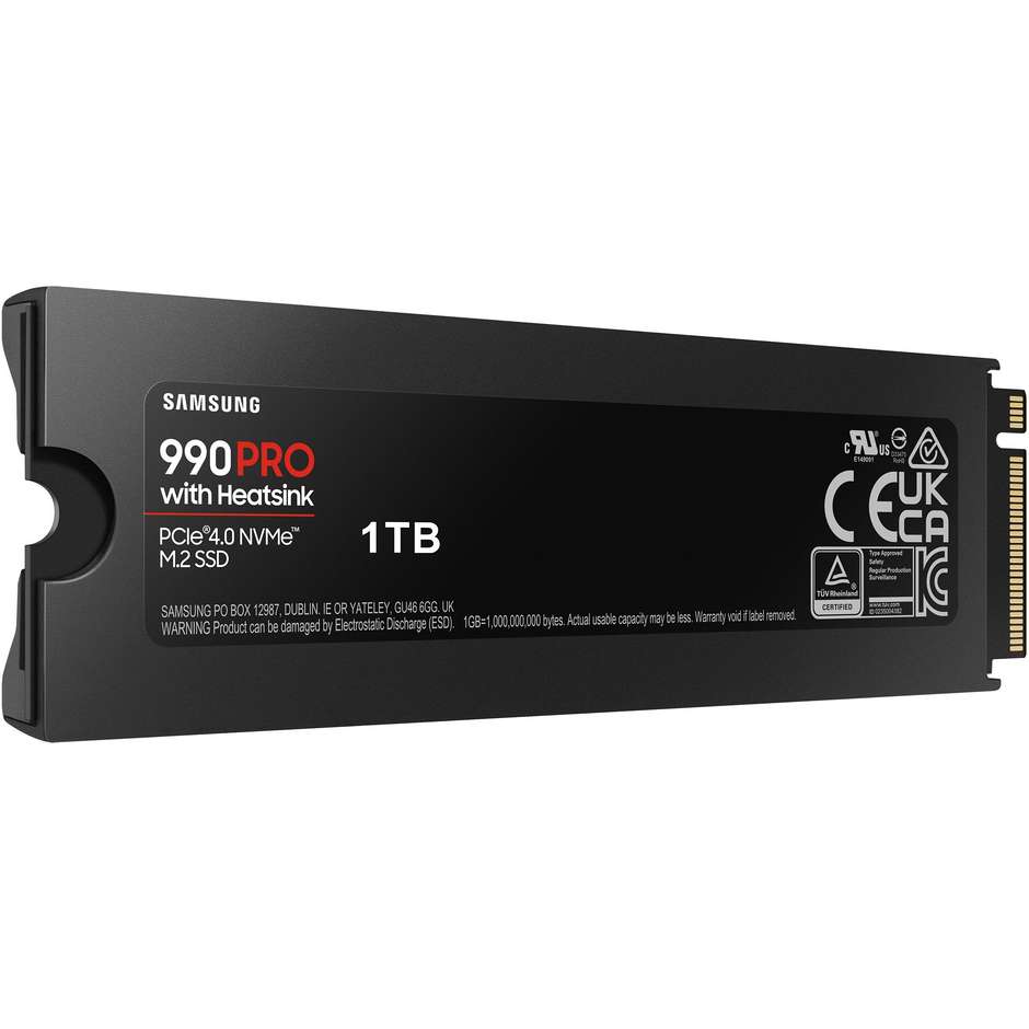 Samsung 990 PRO con Dissipatore 1TB SSD Interno NVMe M.2 PCIe 4.0 Fino a 7450 MB/s