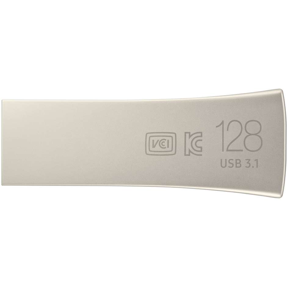 Samsung BAR Plus 128 GB Chiavetta USB 3.1 Gen 1 Scocca Monoblocco in Metallo fino a 400 MB/s Champagne Silver (MUF-128BE)