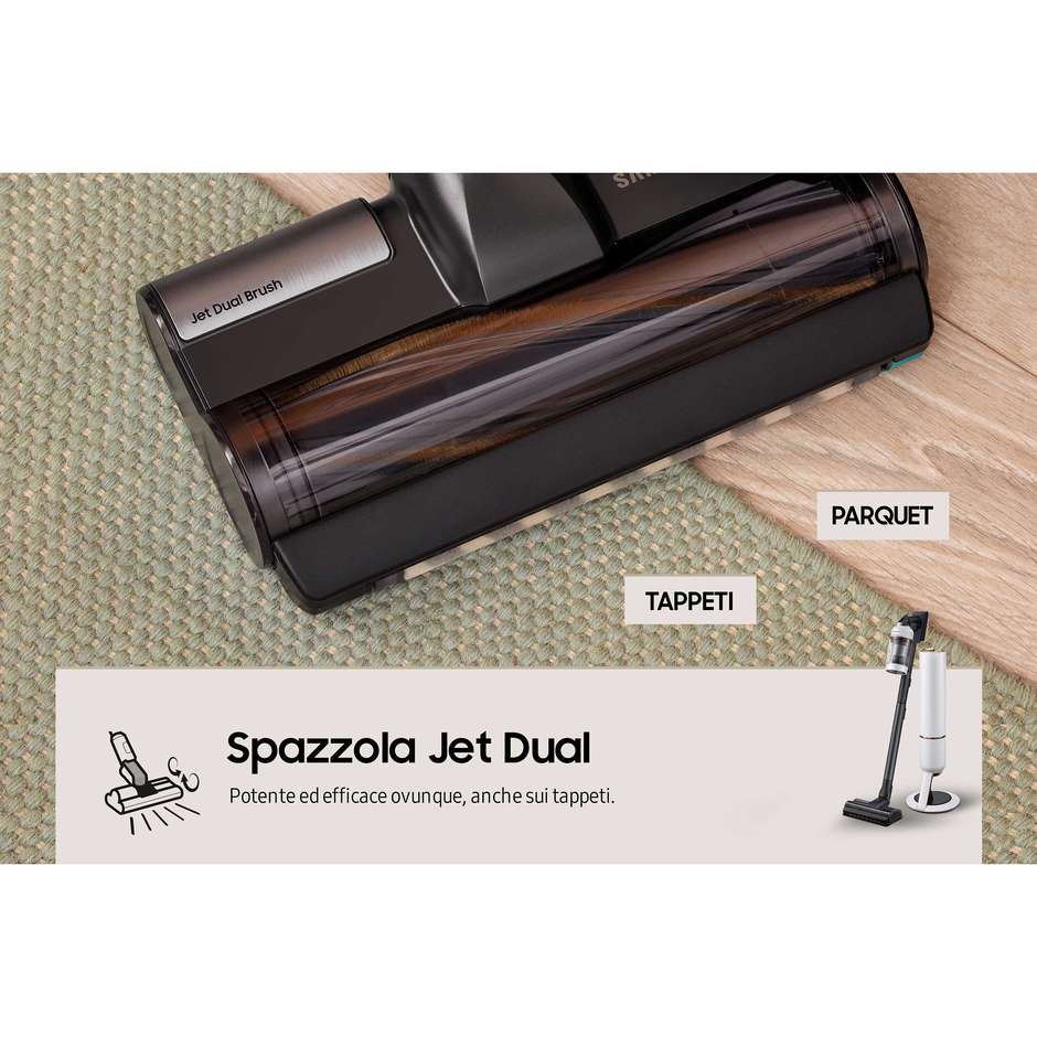 Samsung BESPOKE Jet VS20A95823W Scopa Elettrica Ricaricabile Senza Fili 210 AW Multiciclonica 0,5 L Nero/Bianco