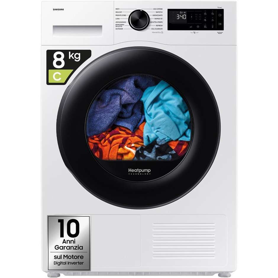 Samsung DV80DG52B0AEET Asciugatrice Crystal EcoDry 8 Kg Pompa di Calore