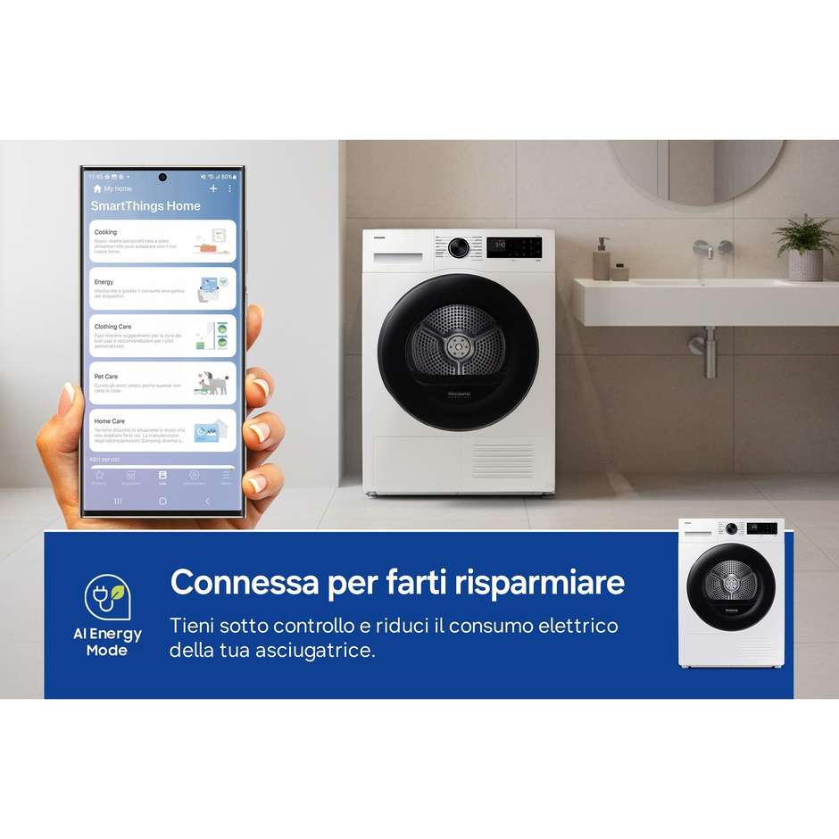 Samsung DV80DG52B0AEET Asciugatrice Crystal EcoDry 8 Kg Pompa di Calore