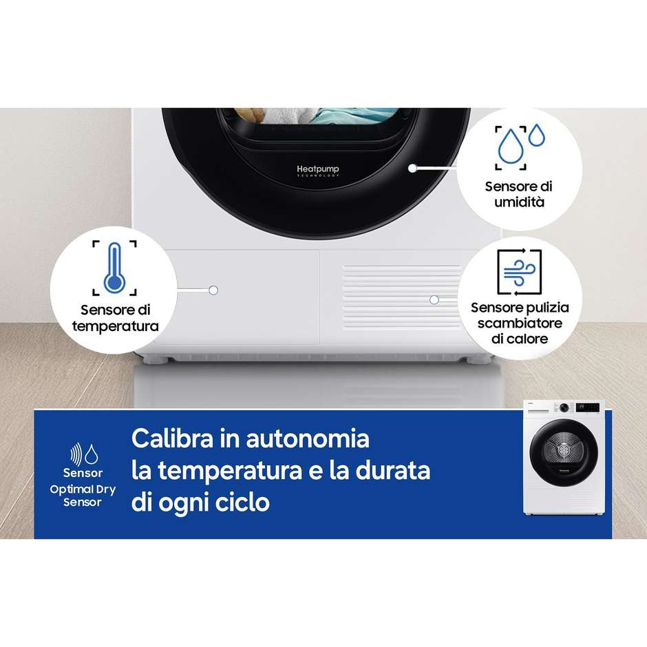 Samsung DV80DG52B0AEET Asciugatrice Crystal EcoDry 8 Kg Pompa di Calore
