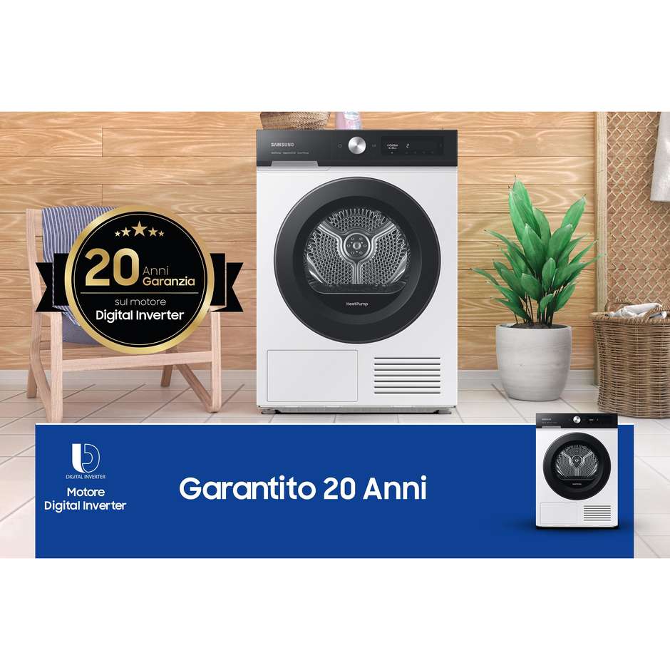 Samsung DV90BB5245AES3 Asciugatrice a pompa di calore Capacita 9 kg Classe A+++ Colore Bianco