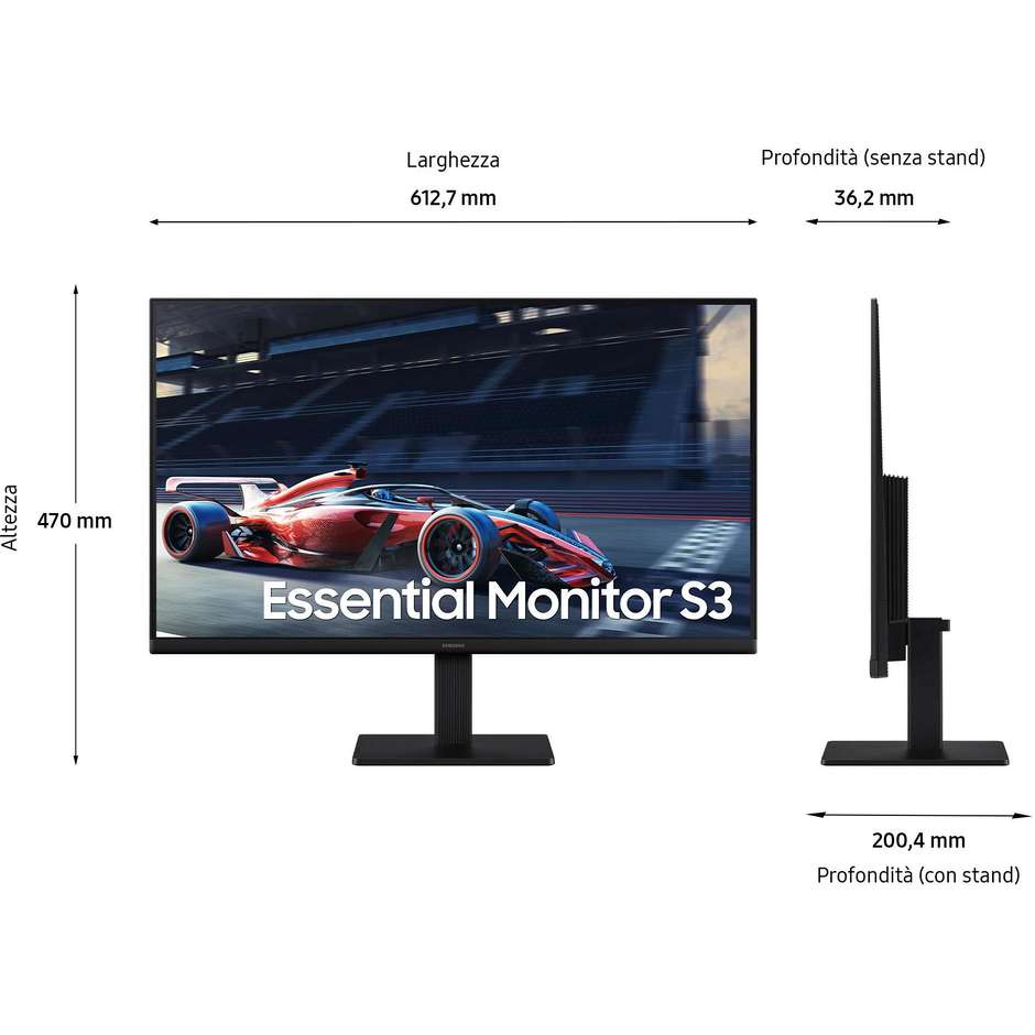 Samsung Essential Monitor S3 S30GD 27" (LS27D300GAUXEN) Full HD 100Hz 5ms IPS FreeSync Nero