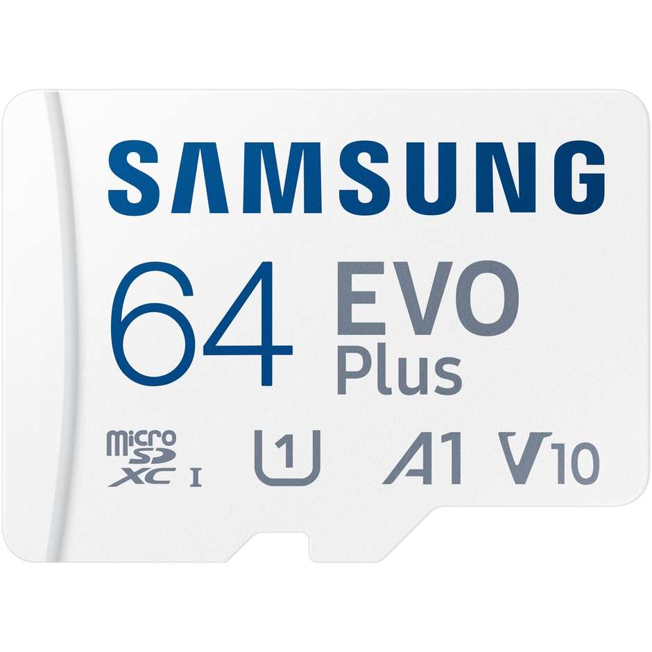 Samsung EVO Plus MicroSDXC 64 GB UHS-I U1 V10 A1 fino a 130 MB/s con Adattatore SD Bianco (MB-MC64S)