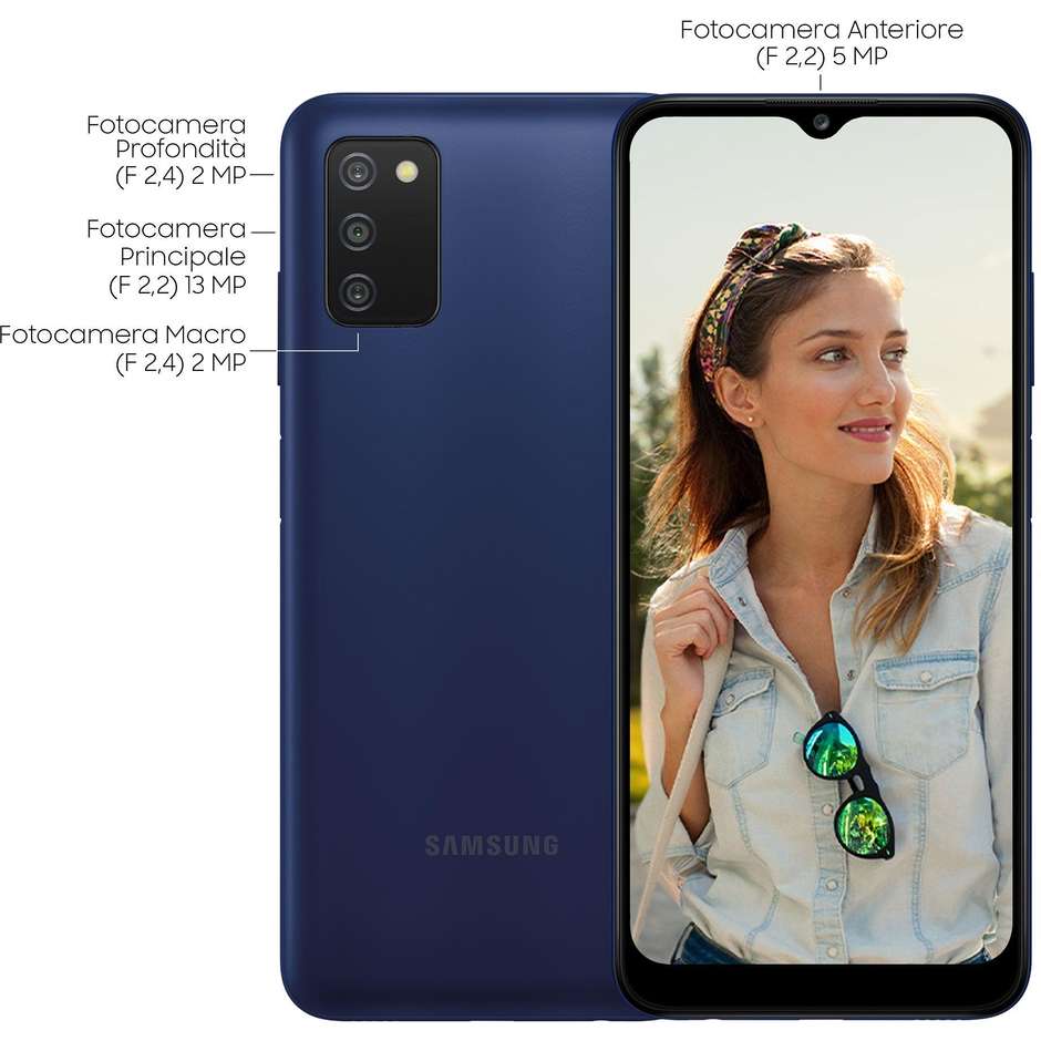 Samsung Galaxy A03s Smartphone 6.5'' HD+ Ram 3 Gb Memoria 32 Gb Android colore blu