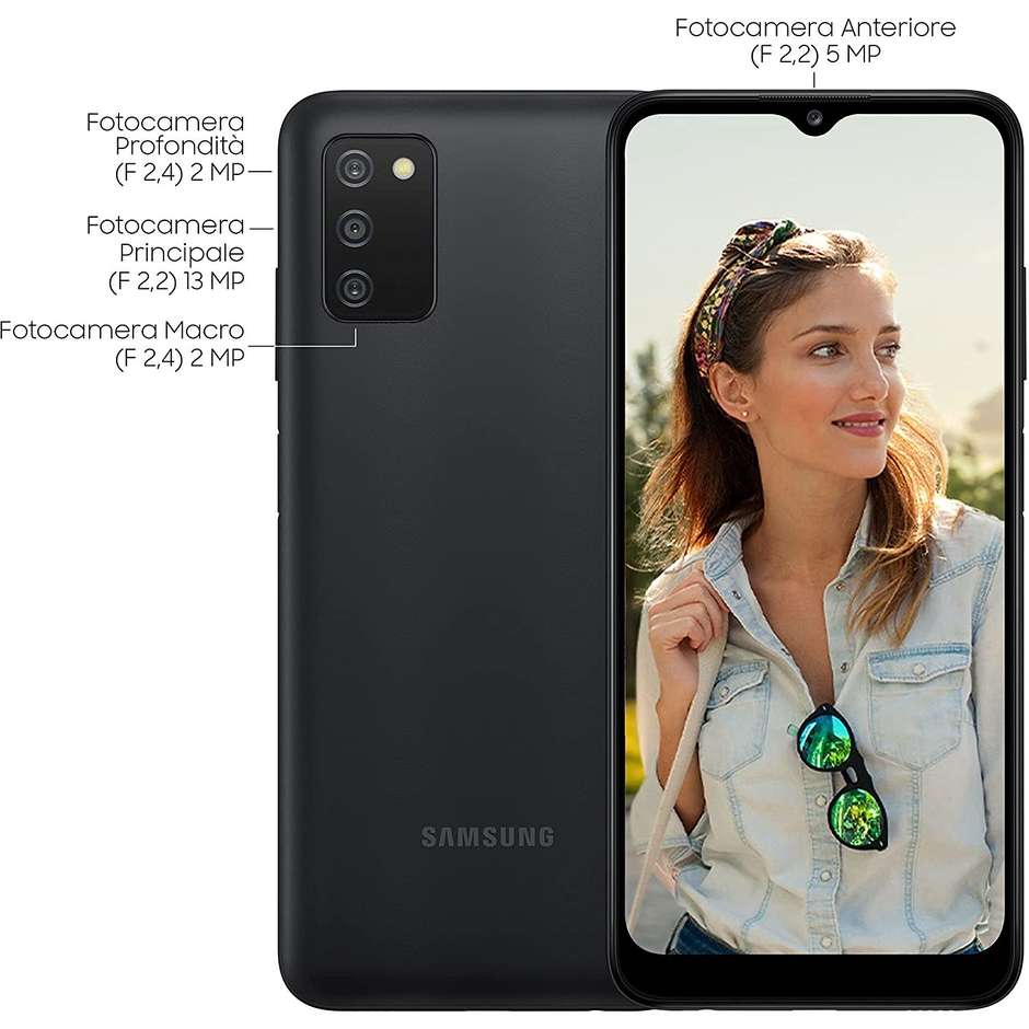 Samsung Galaxy A03s Smartphone 6.5'' HD+ Ram 3 Gb Memoria 32 Gb Android colore nero