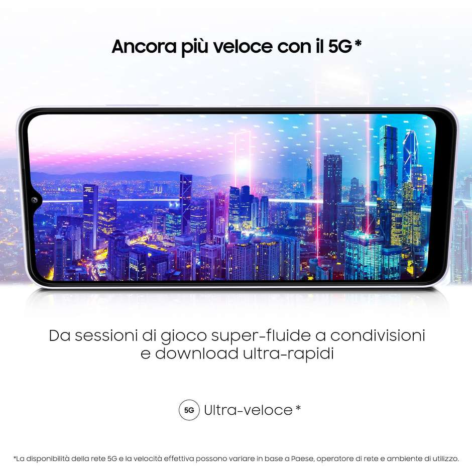 Samsung Galaxy A22 5G Smartphone 6.6" FHD+ Ram 4 GB Memoria 64 GB Android colore Lavander