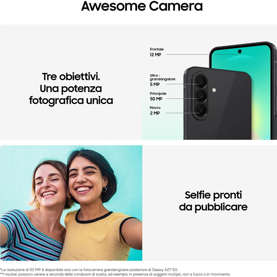 Samsung Galaxy A27 5G Smartphone 8 GB/256 GB Super AMOLED 6,7 pollici nero