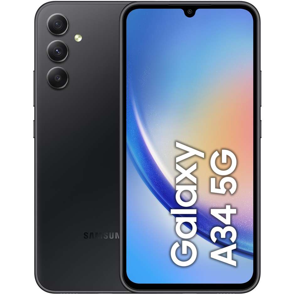 Samsung Galaxy A34 Smartphone 5G 6.6” Ram 8GB Memoria 256 GB Android 13 Colore Awesome Graphite