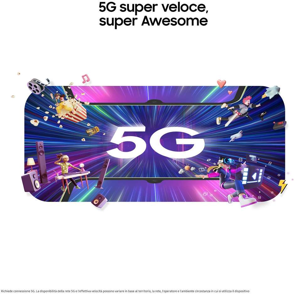 Samsung Galaxy A34 Smartphone 5G 6.6” Ram 8GB Memoria 256 GB Android 13 Colore Awesome Graphite