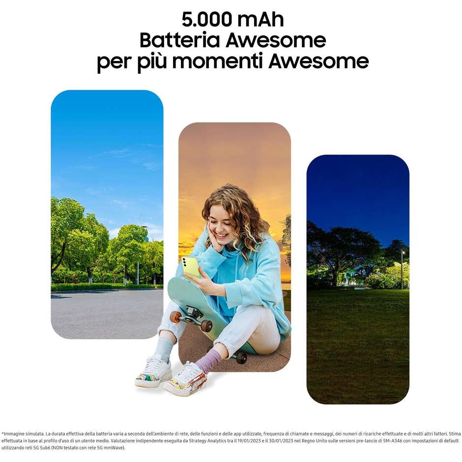 Samsung Galaxy A34 Smartphone 5G 6.6” Ram 8GB Memoria 256 GB Android 13 Colore Awesome Graphite