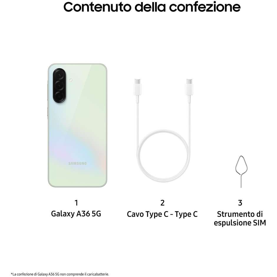Samsung Galaxy A36 Smartphone 5G 6.7” Ram 6 GB Memoria 128 GB Colore Awesome Lime