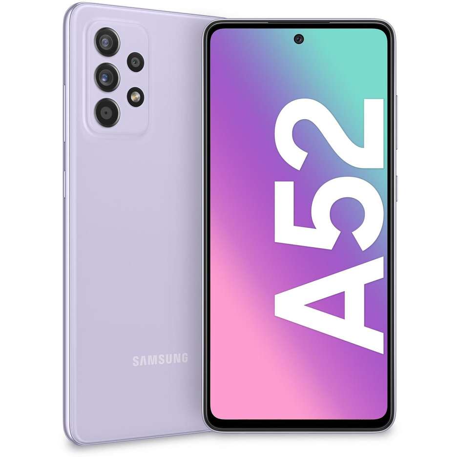Samsung Galaxy A52 Smartphone 6,5" FHD+ Ram 6 GB Memoria 128 GB Android 11 colore Awesome Violet