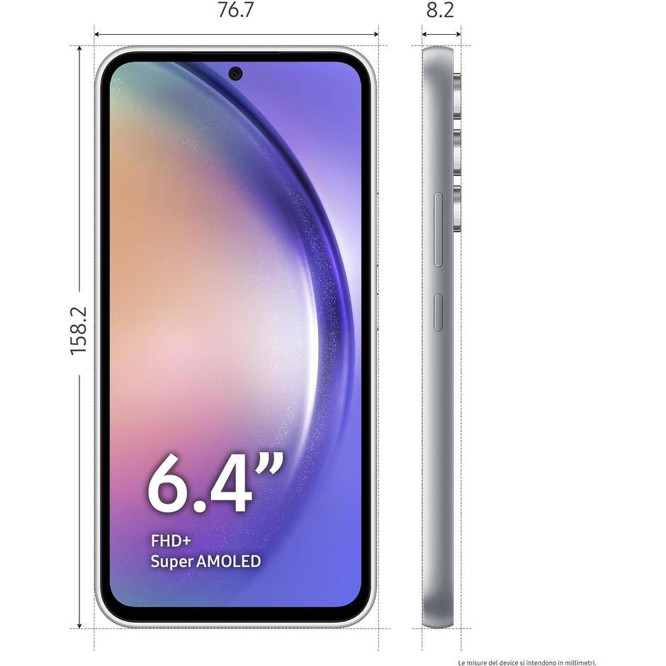 Samsung Galaxy A54 Smartphone 5G 6.4” Ram 8GB Memoria 256 GB  Android 13 Colore Awesome White