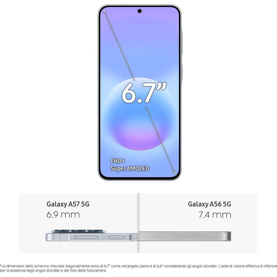 Samsung Galaxy A57 Smartphone 5G 6,7" Super AMOLED+ 256GB 50MP Colore Blu