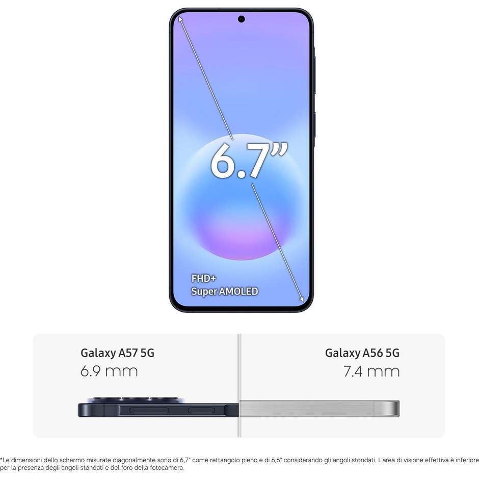 Samsung Galaxy A57 Smartphone 5G 6,7" Super AMOLED+ 256GB 50MP Colore Navy
