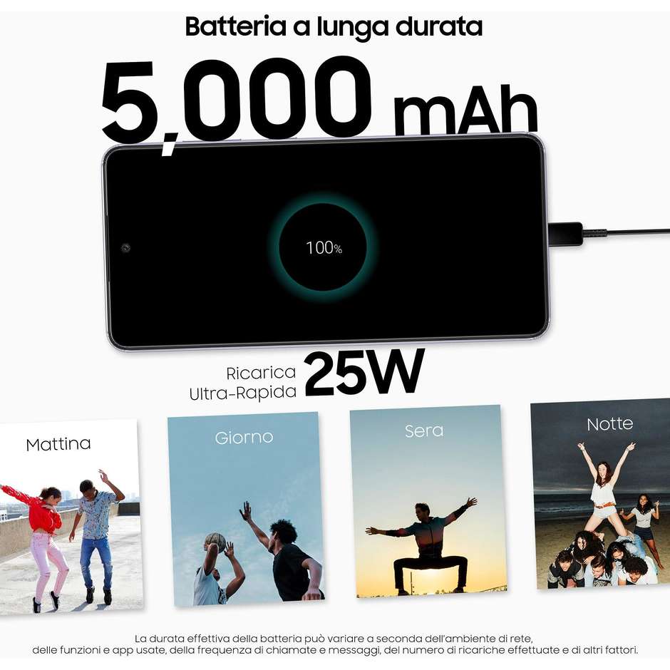 Samsung Galaxy A72 Smartphone 6.7" Ram 6 GB Memoria 128 GB Android 11 colore Awesome Blue