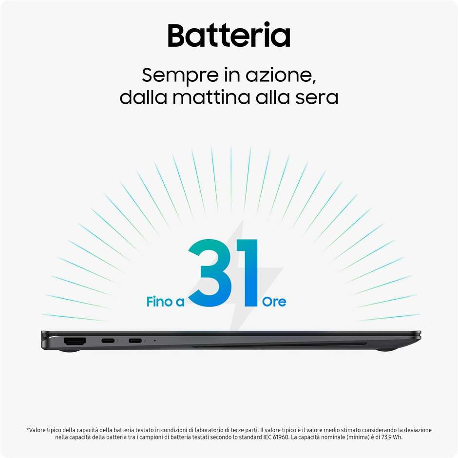 Samsung Galaxy Book 5 360 NP750QHA Notebook Convertibile 15,6" AMOLED Touch Intel Core Ultra 5 226V RAM 16 GB SSD 512 GB Windows 11 Home Grigio