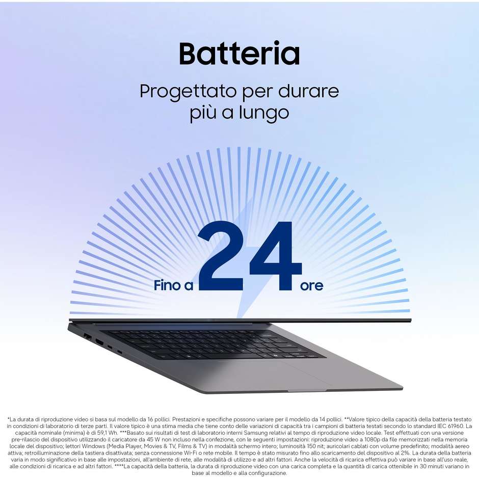 Samsung Galaxy Book6 NP760VJG-KG3IT Notebook 16" Intel Core Ultra 7 16GB 512GB Grigio