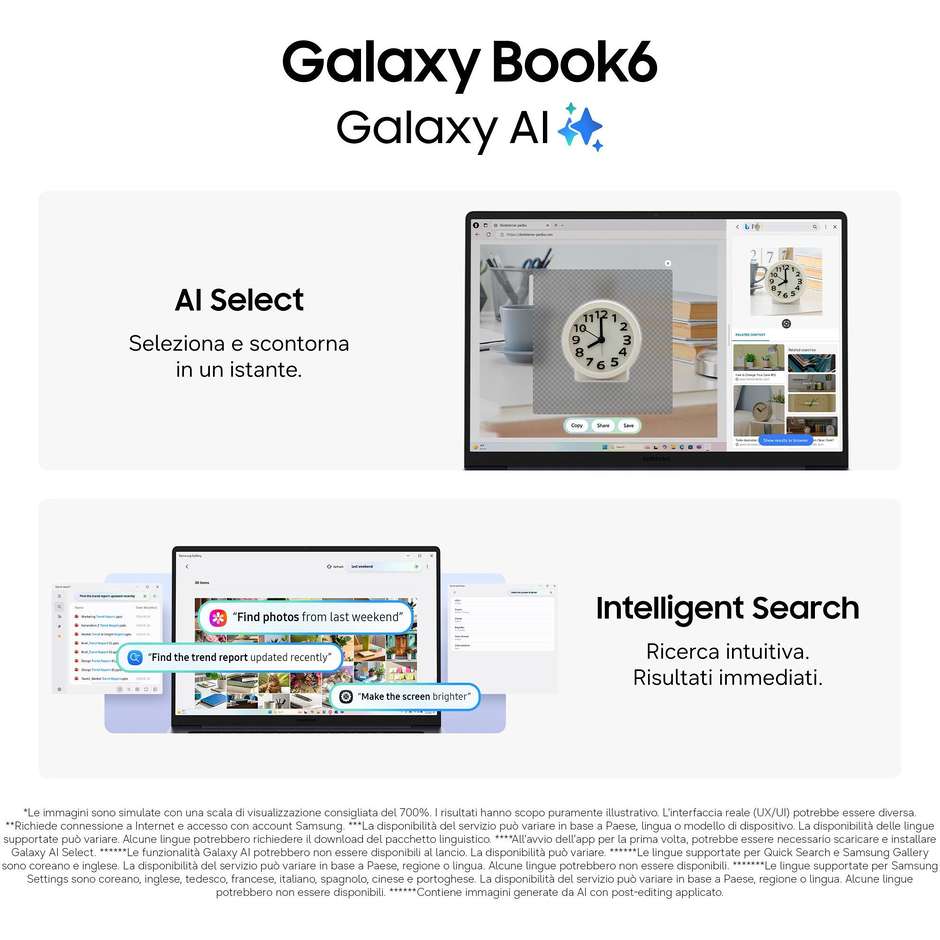Samsung Galaxy Book6 NP760VJG-KG3IT Notebook 16" Intel Core Ultra 7 16GB 512GB Grigio