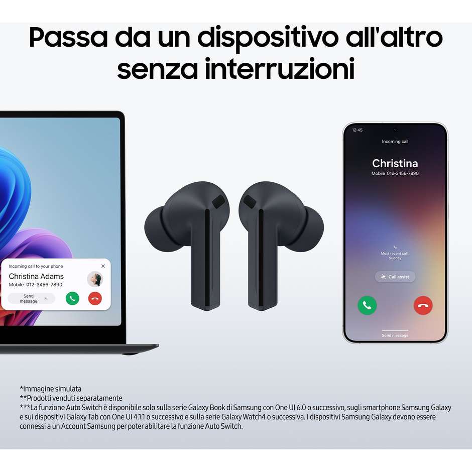 Samsung Galaxy Buds 3 Auricolari True Wireless con Galaxy AI e Audio Hi-Fi Nero