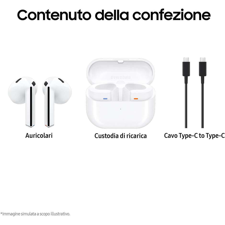 Samsung Galaxy Buds 3 Auricolari Wireless Bluetooth Colore Bianco