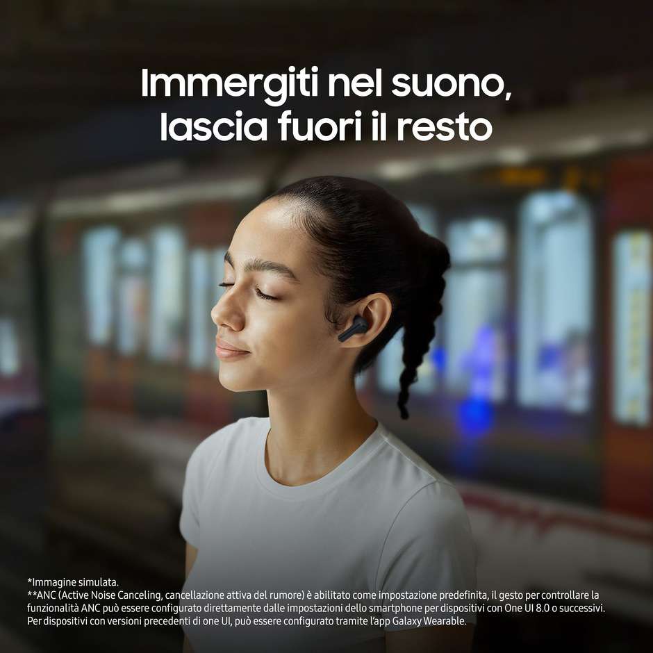 Samsung Galaxy Buds FE Auricolari True Wireless con Cancellazione Attiva del Rumore ANC Grigio (Graphite)
