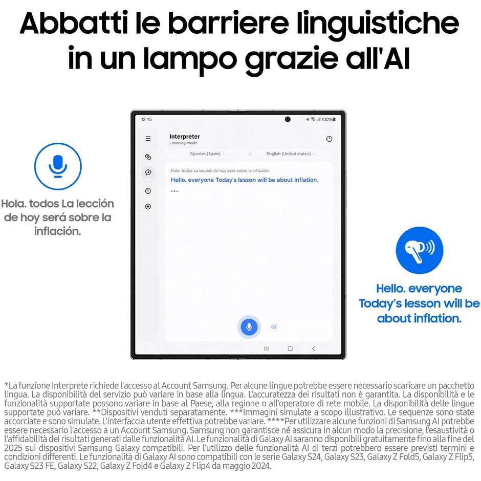 Samsung Galaxy Buds3 Auricolari True Wireless Open Type con Galaxy AI e Audio Hi-Fi Bianco