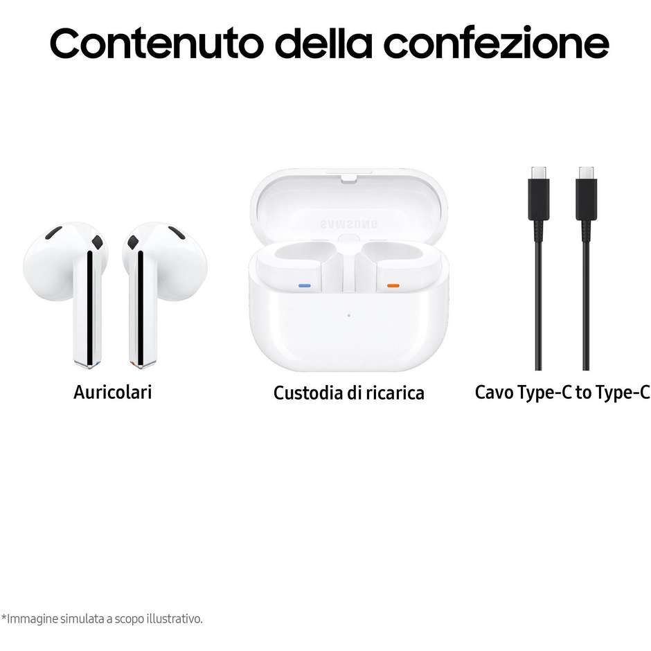 Samsung Galaxy Buds3 Auricolari True Wireless Open Type con Galaxy AI e Audio Hi-Fi Bianco