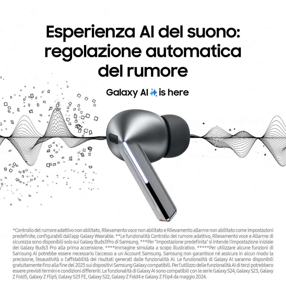 Samsung Galaxy Buds3 Pro Auricolari True Wireless In-Ear a 2 Vie con Galaxy AI e Blade Lights Silver