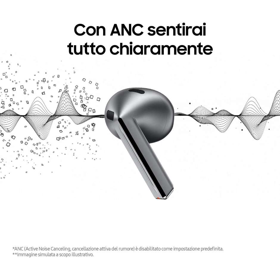 Samsung Galaxy Buds3 White, auricolari TWS Bluetooth 5.4 con ANC e IP57