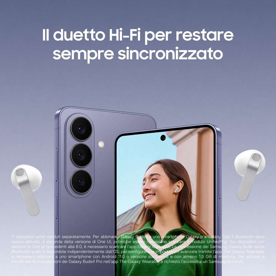 Samsung Galaxy Buds4 Auricolari TWS ANC IP54 Bianchi