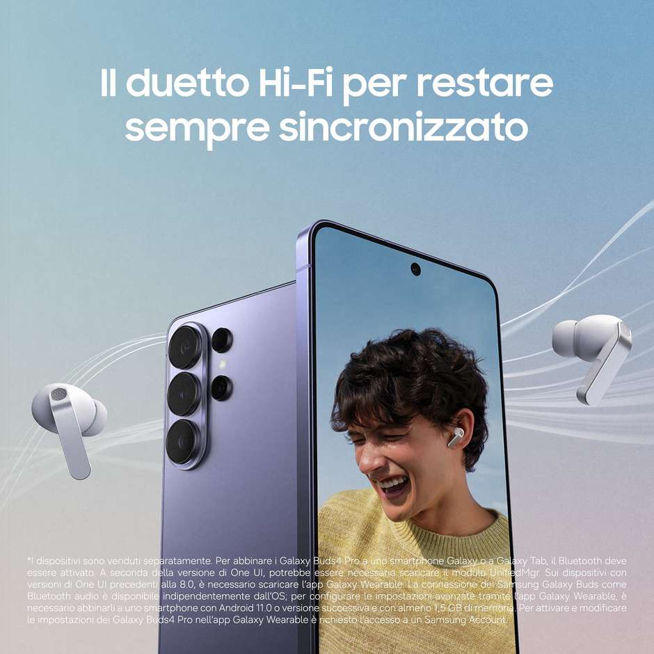 Samsung Galaxy Buds4 Pro Auricolari TWS ANC IP57 Bianchi