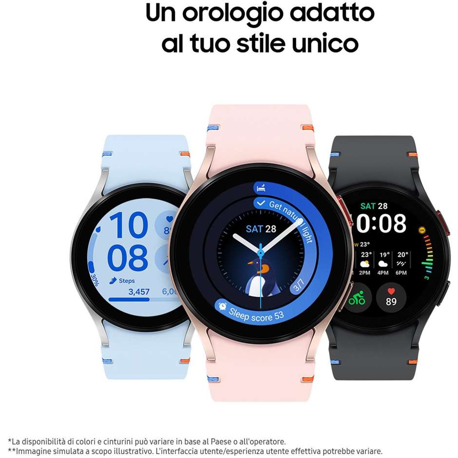 Samsung Galaxy FE Smartwatch 40mm GPS Wi-Fi Colore Argento con cinturino Oro Blu