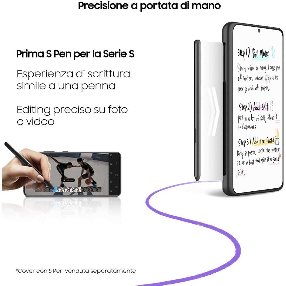 Samsung Galaxy S21 Ultra 5G Smartphone 6.8" Ram 16 GB Memoria 512 GB Android 11 colore Phantom Silver