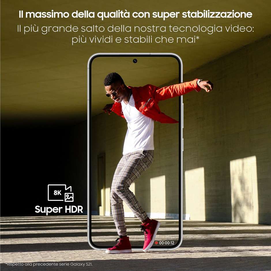 Samsung Galaxy S22 5G Smartphone 6,1" Full HD+ Ram 8 Gb Memoria 128 Gb Android Colore Phantom White
