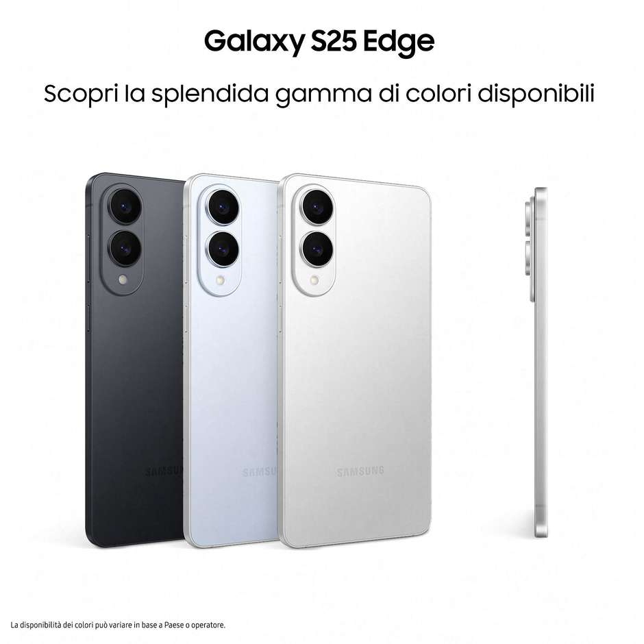 Samsung Galaxy S25 Edge Smartphone 5G 6,7" Dynamic AMOLED 2X 256GB Chip Snapdragon 8 Elite Colore Titanium Silver