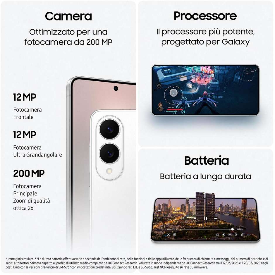 Samsung Galaxy S25 Edge Smartphone 5G 6,7" Dynamic AMOLED 2X 512GB Chip Snapdragon 8 Elite Colore Titanium Icyblue