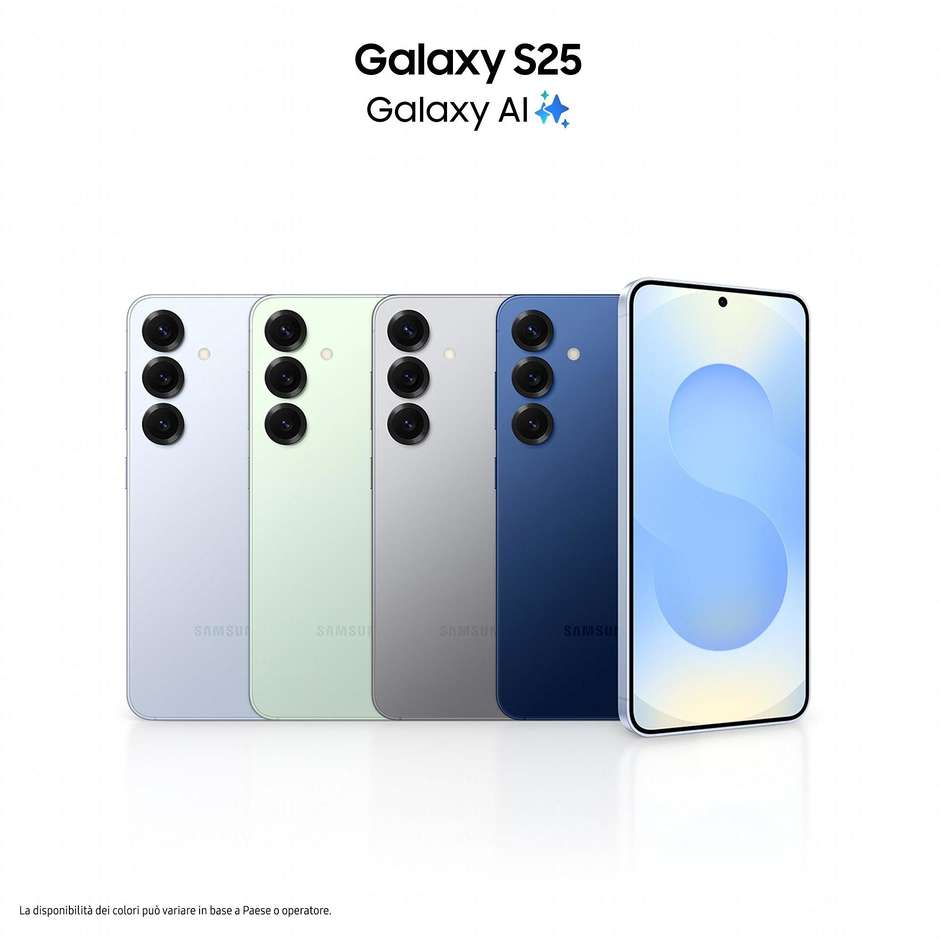 Samsung Galaxy S25 Smartphone 5G 6,2" Dynamic AMOLED 2X 128GB Chip Snapdragon 8 Elite Colore Mint