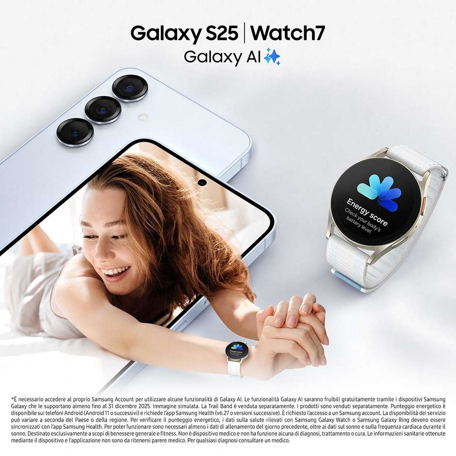 Samsung Galaxy S25 Smartphone 5G 6,2" Dynamic AMOLED 2X 128GB Chip Snapdragon 8 Elite Colore Mint