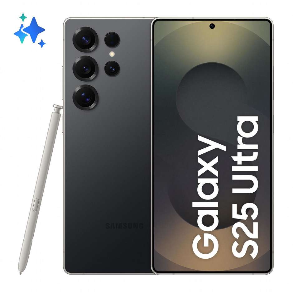 Samsung Galaxy S25 Ultra Smartphone 5G 6,9" Dynamic AMOLED 2X 256GB Chip Snapdragon 8 Elite S-Pen Colore Titanium Black