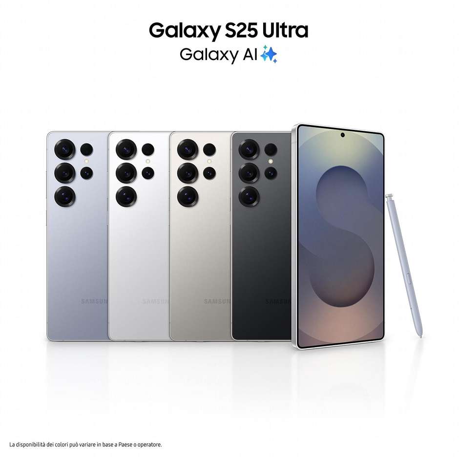 Samsung Galaxy S25 Ultra Smartphone 5G 6,9" Dynamic AMOLED 2X 256GB Chip Snapdragon 8 Elite S-Pen Colore Titanium Black