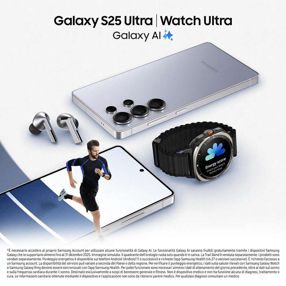 Samsung Galaxy S25 Ultra Smartphone 5G 6,9" Dynamic AMOLED 2X 256GB Chip Snapdragon 8 Elite S-Pen Colore Titanium Black
