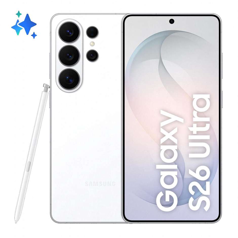 Samsung Galaxy S26 Ultra Smartphone 5G 6,9" Dynamic AMOLED 2X 512GB 200MP S-Pen Colore Bianco